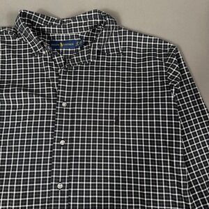 Vintage Ralph Lauren Plaid Dress Shirt Black White LT Long Tall Big